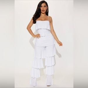 White Ruffle Jumpsuit